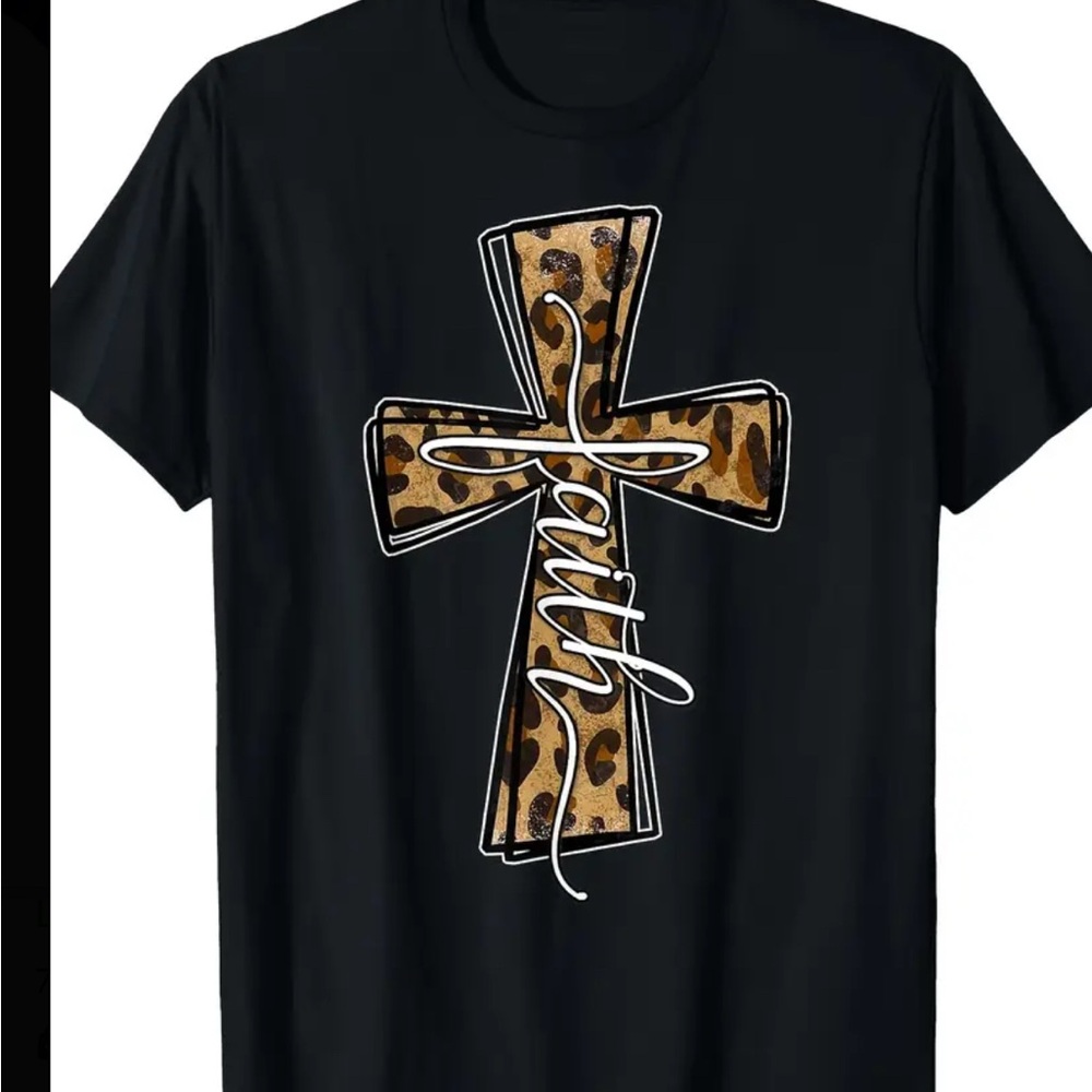 Leopard Cross Graphic Black T-Shirt - Picture 2 of 6